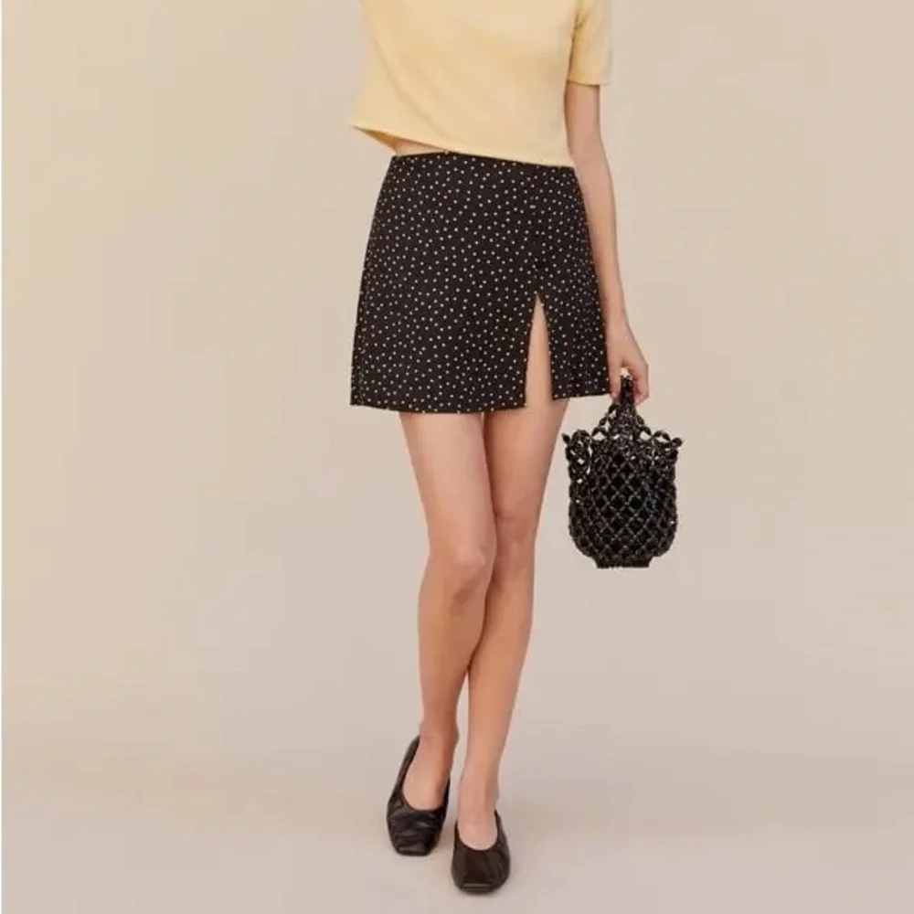 NWT Reformation Margot Selene Skirt Black w/ White Polka Dots | Size 8 - Picture 1 of 6